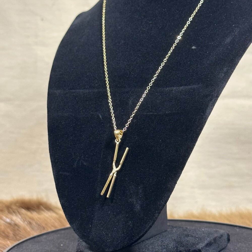 Gold Curling Iron Pendant Necklace - Picture 2 of 3